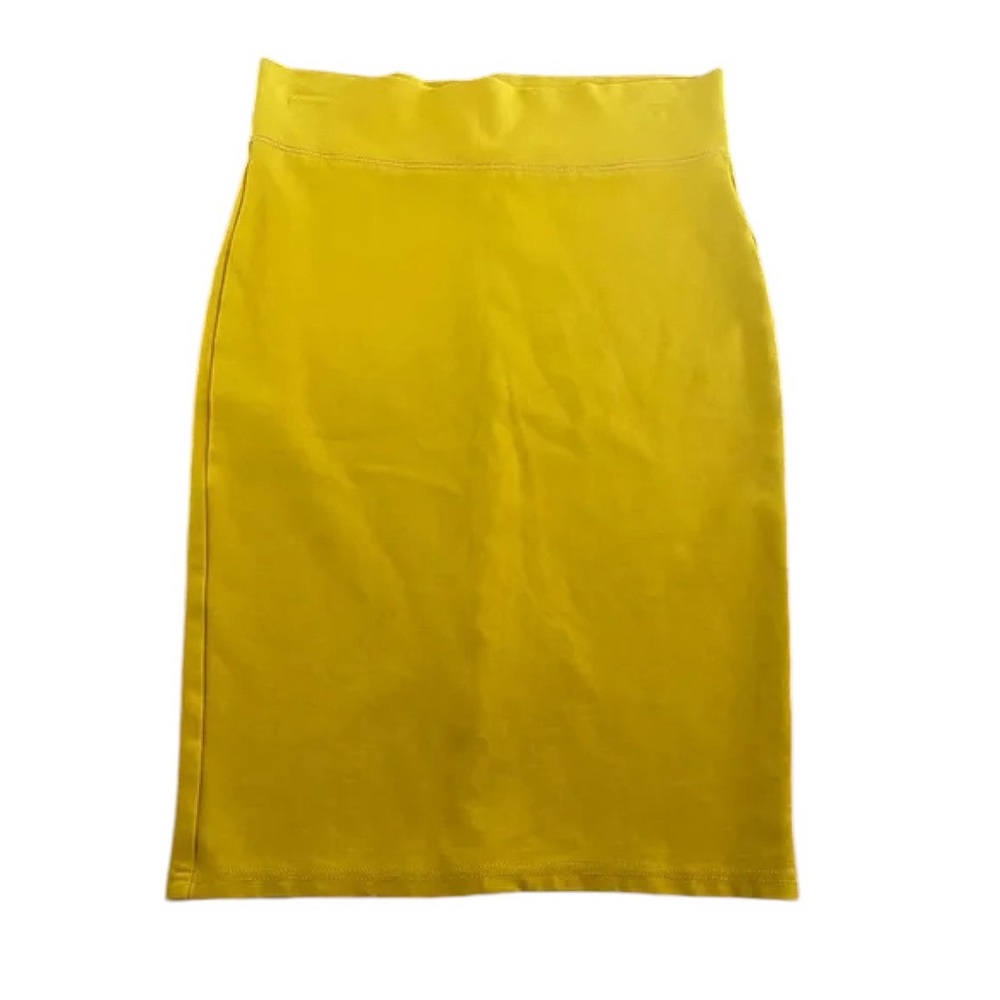 Labijou Mustard Colored Stretch Pencil Skirt w/Back Slit